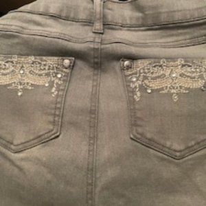 DG2 Gray Jeans bootcut leg with bedazzled pockets
